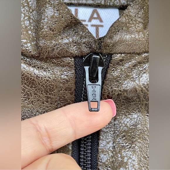 PLANET By LAUREN G VEGAN LEATHER CUT OUT METALLIC JACKET LARGE /1 - Picture 6 of 15